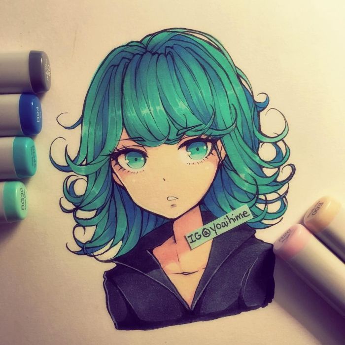 Coloring digital anime hair