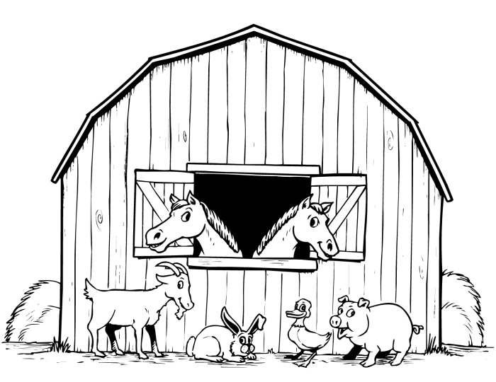 Farm animals and their babies coloring pages