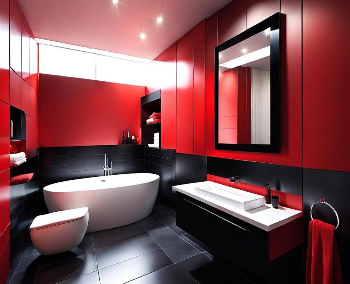 Red and black bathroom decor ideas