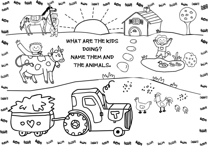 Coloring book pages farm animals