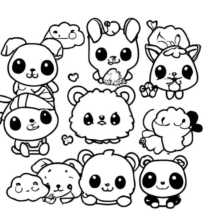 Coloring pages animals chibi