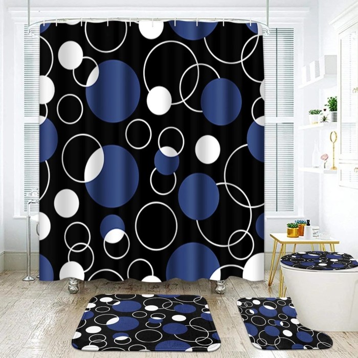 Blue and black bathroom decor