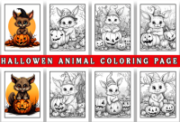 Animal halloween coloring pages