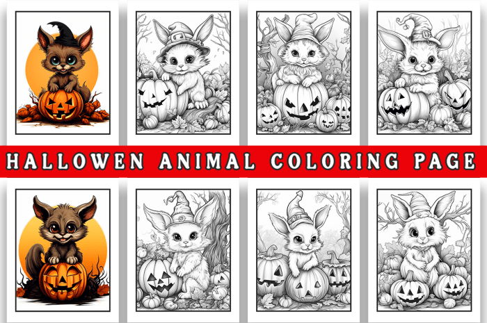 Animal halloween coloring pages