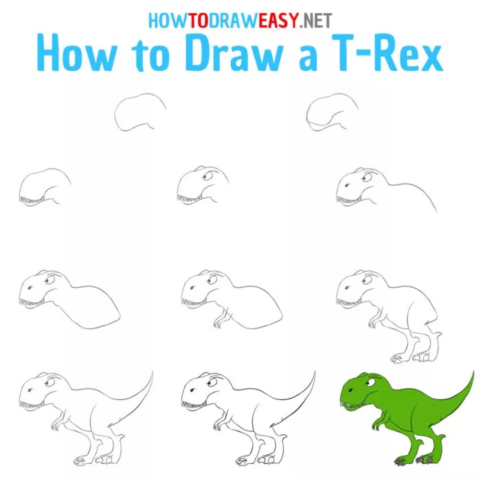 Drawing dinosaur easy te rex