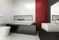 Red and black bathroom decor