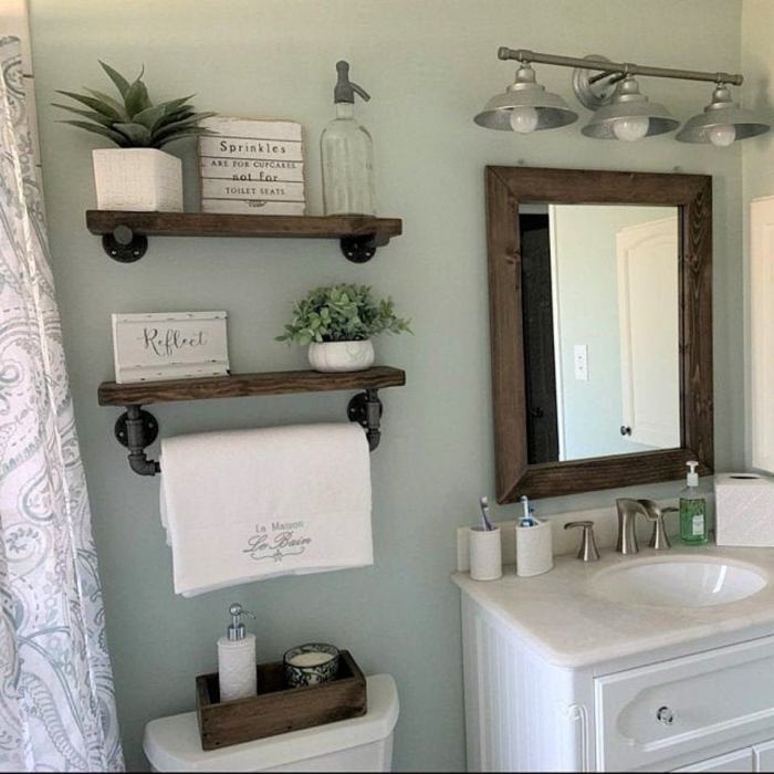 Floating shelves bathroom decor