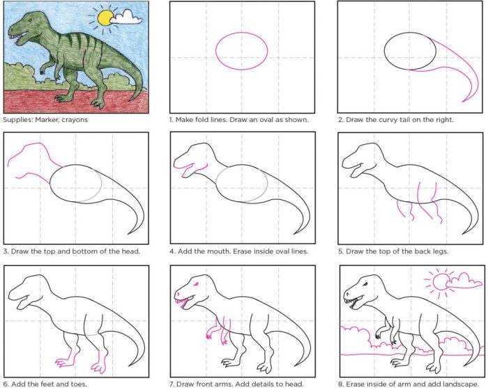 Drawing dinosaur easy te rex