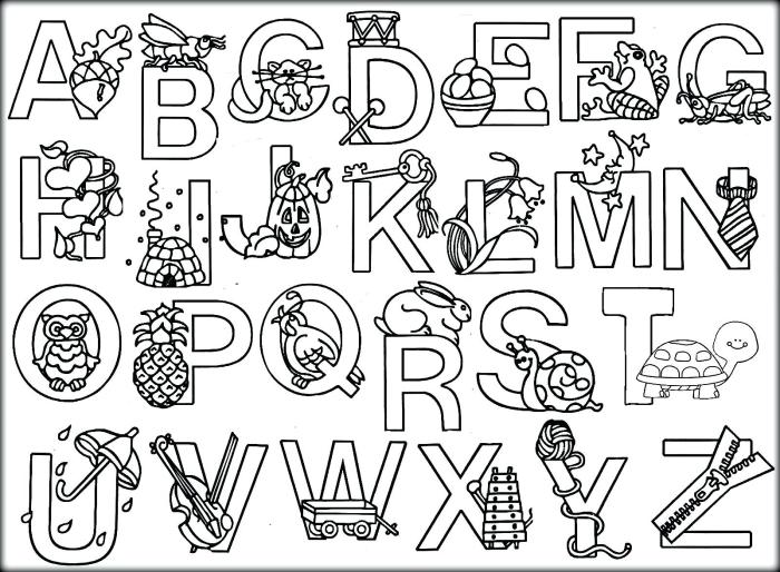 Animal alphabet coloring pages printable