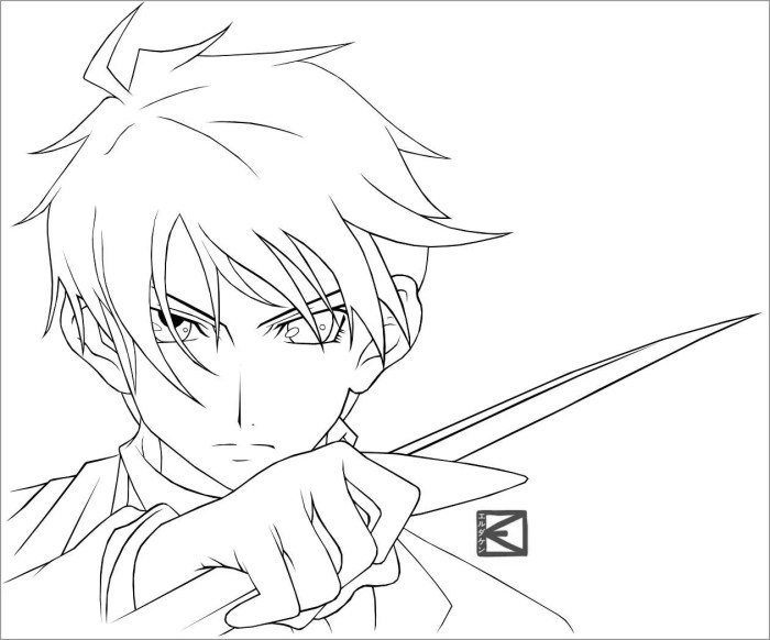 Coloring pages anime boy