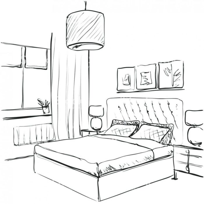 Animate bedroom drawing easy