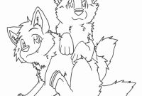 Cute kawaii anime wolf coloring pages