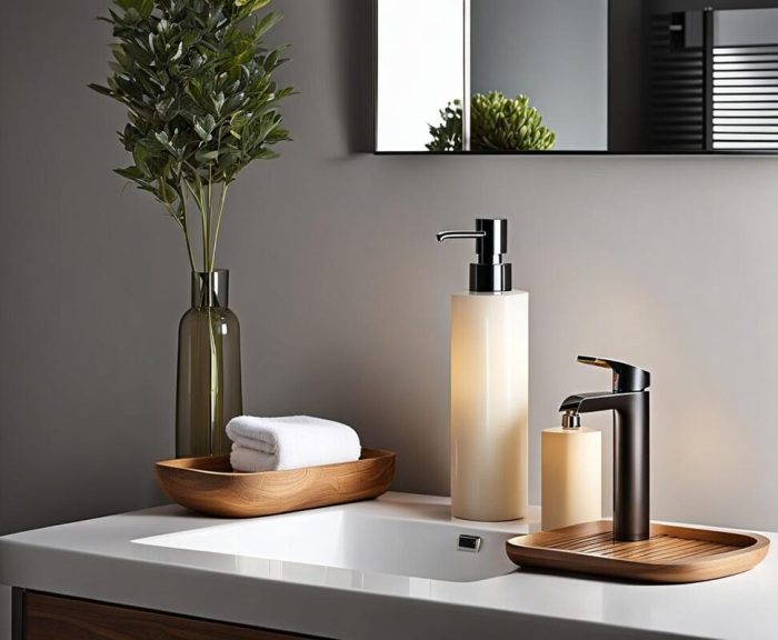 Minimal bathroom counter decor