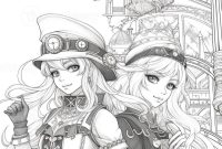 Anime fantasy character coloring page