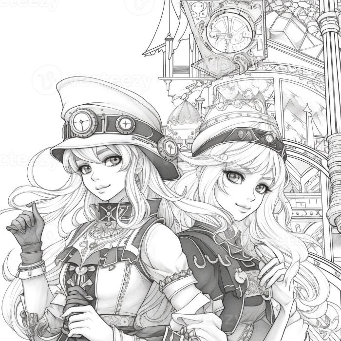 Anime fantasy character coloring page