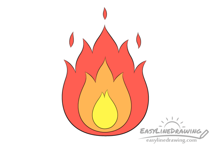 Forest fire drawing easy with colour