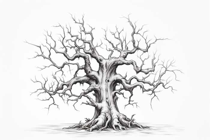 Creepy old tree drawing easy