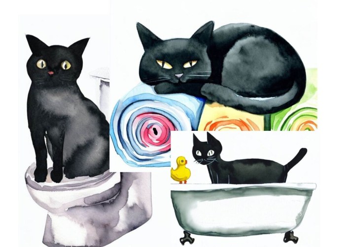 Black cat bathroom decor