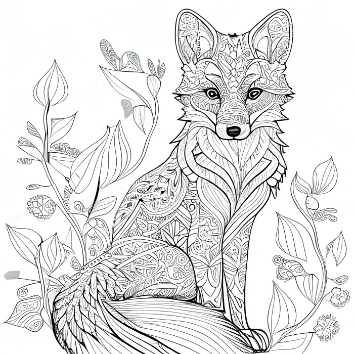 Fox cute animal coloring pages