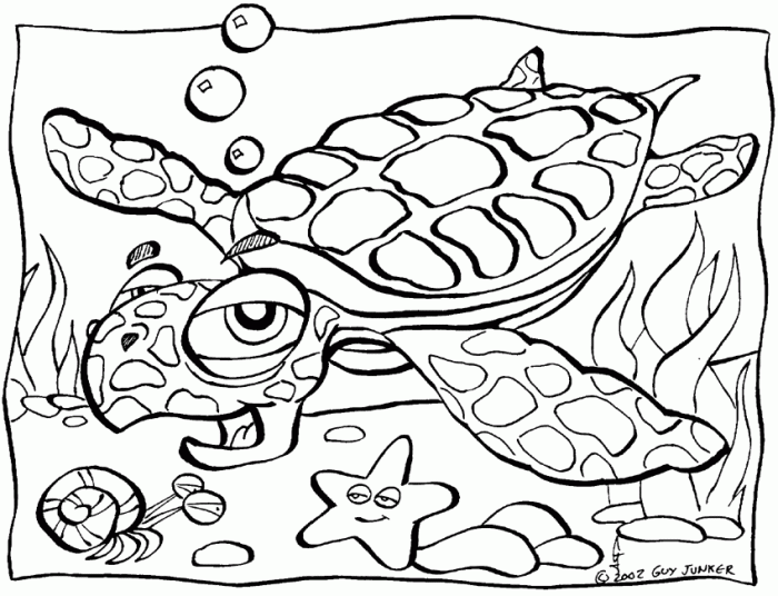 Easy sea animals coloring pages for kids