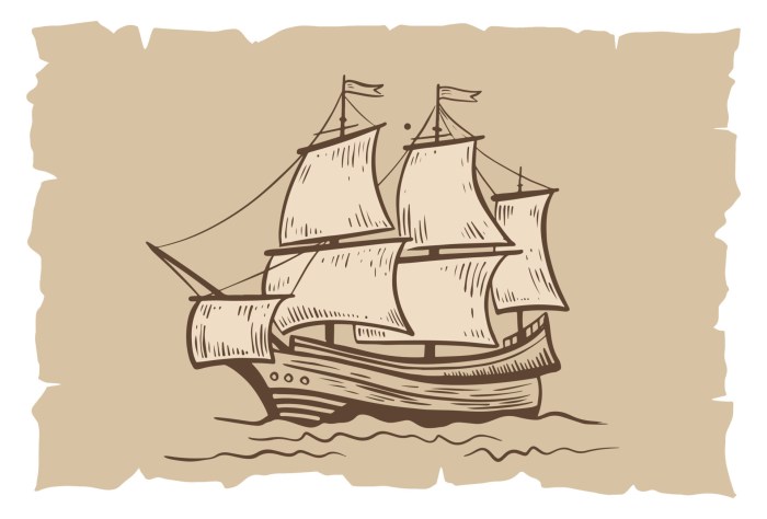 Easy drawing of old 1700 boats