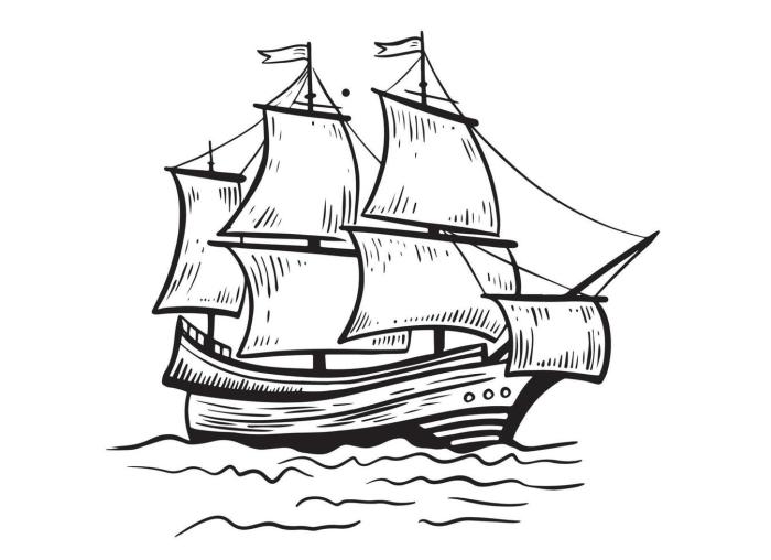 Easy drawing of old 1700 boats