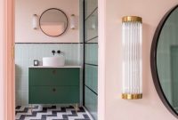 Pink and green bathroom decor