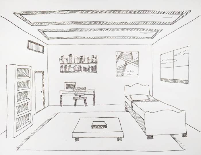 Animate bedroom drawing easy