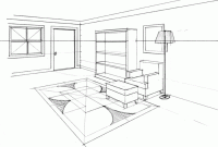 Interior easy 2 point perspective drawing