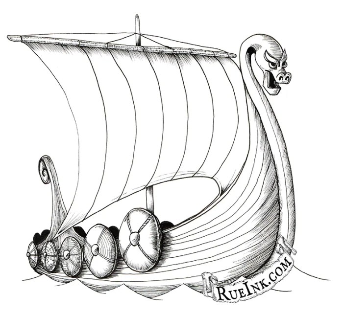 Easy old viking ship drawing