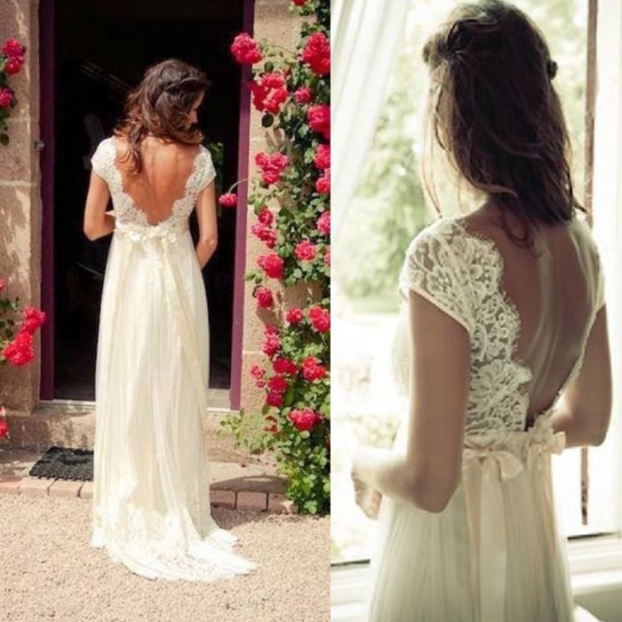 Wedding dress bohemian backless twitter facebook