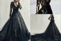 Black lace wedding dress with sleeves