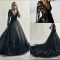 Black Lace Wedding Dress with Sleeves