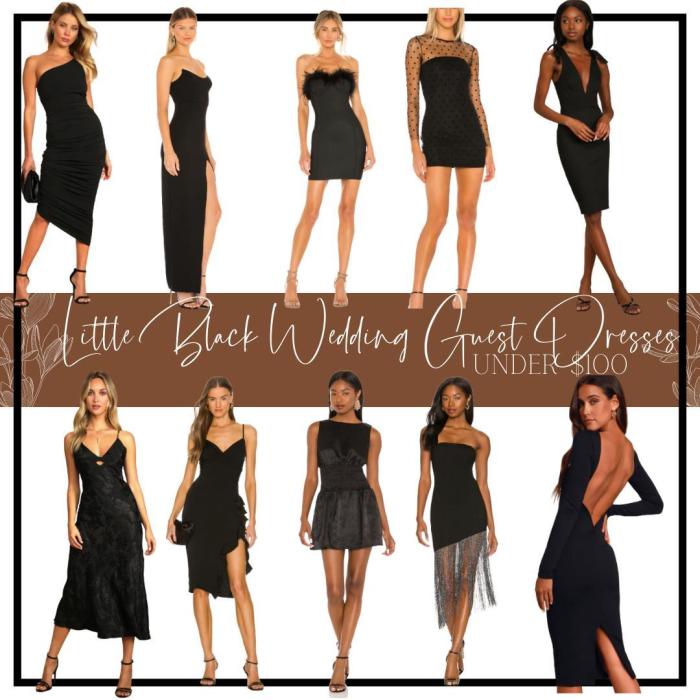 Womens black wedding guest dress