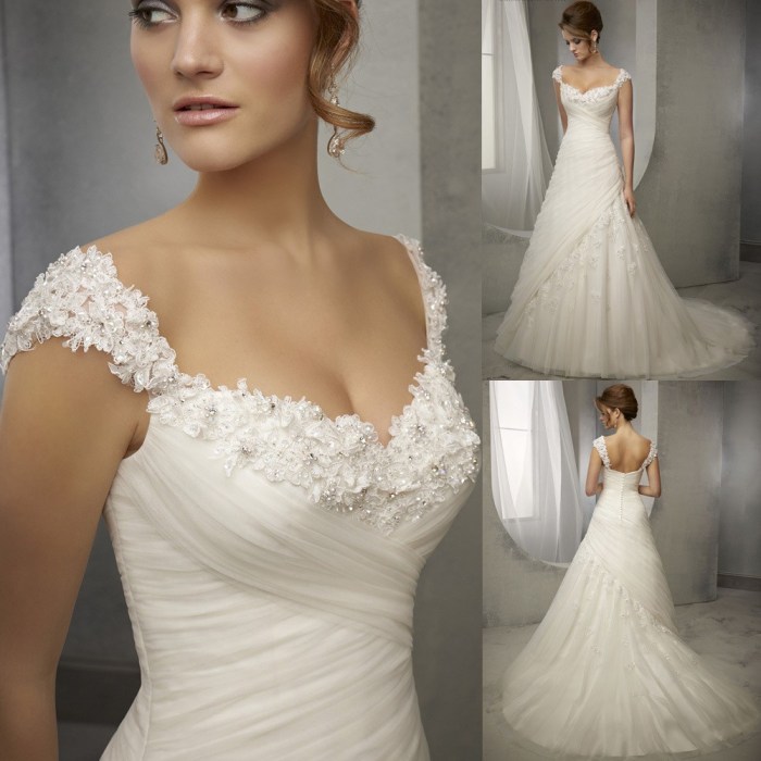 A line cap sleeve wedding dress