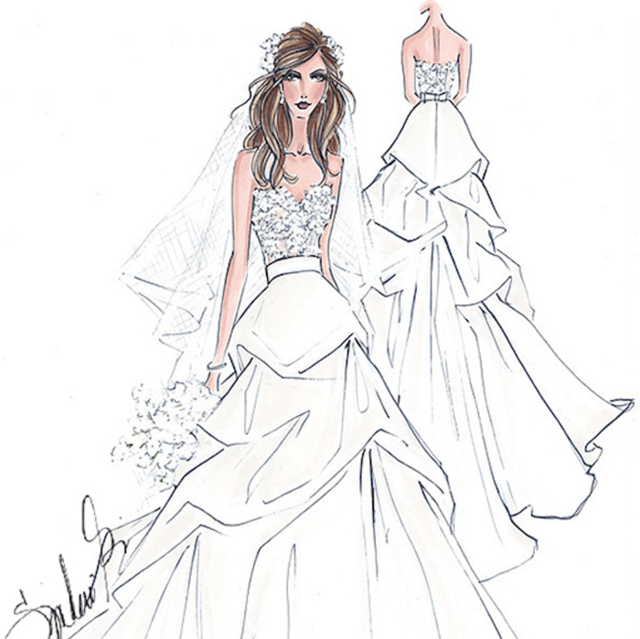 Ball gown wedding dress drawing