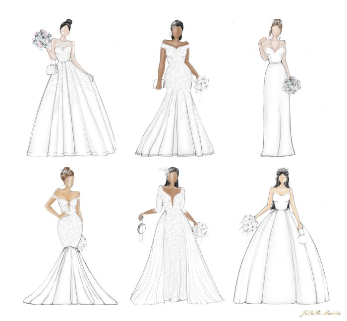 Ball gown wedding dress drawing