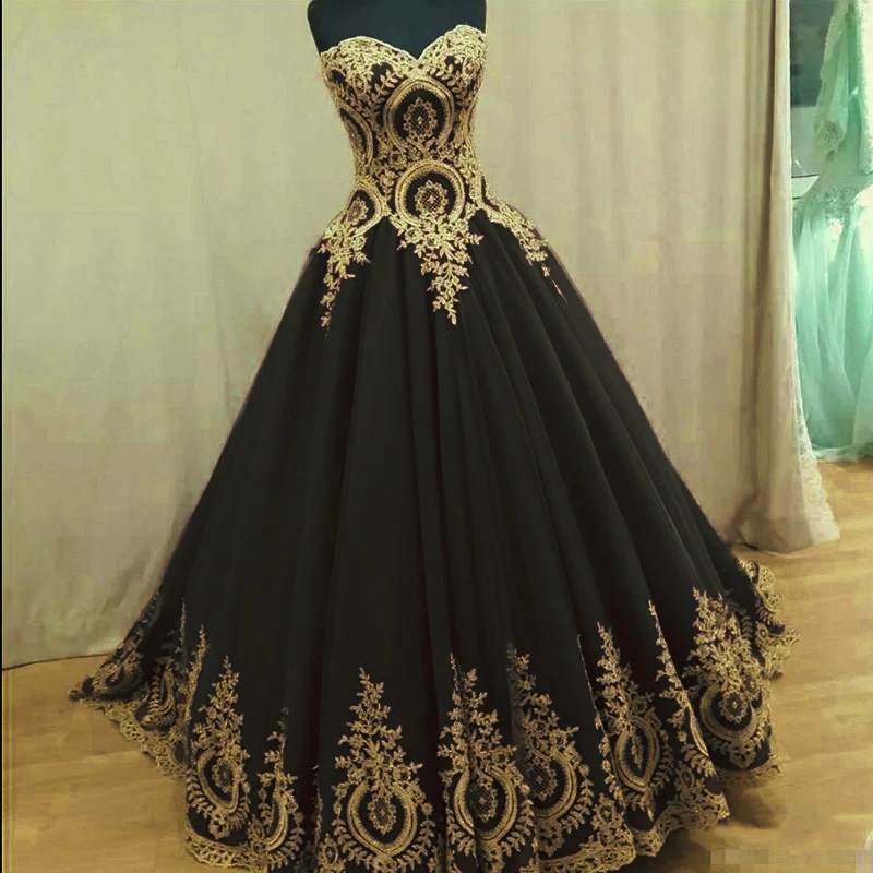 Black and rose gold wedding dress