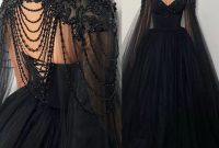 Black wedding dress with cape