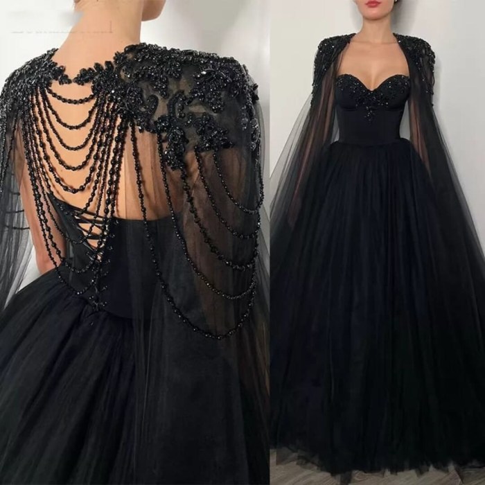 Black wedding dress with cape