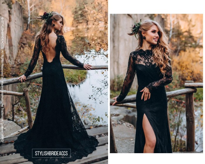 Black silk wedding dress