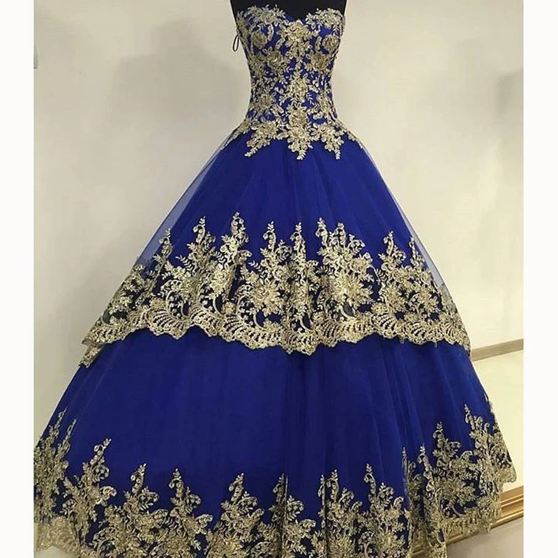 Blue and gold dress for wedding