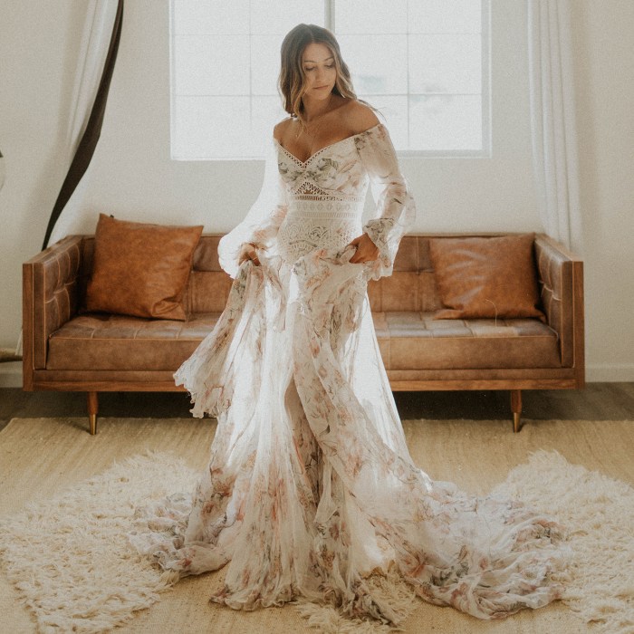 A line boho wedding dress